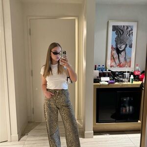 Leopard Print Wide-Leg Pants